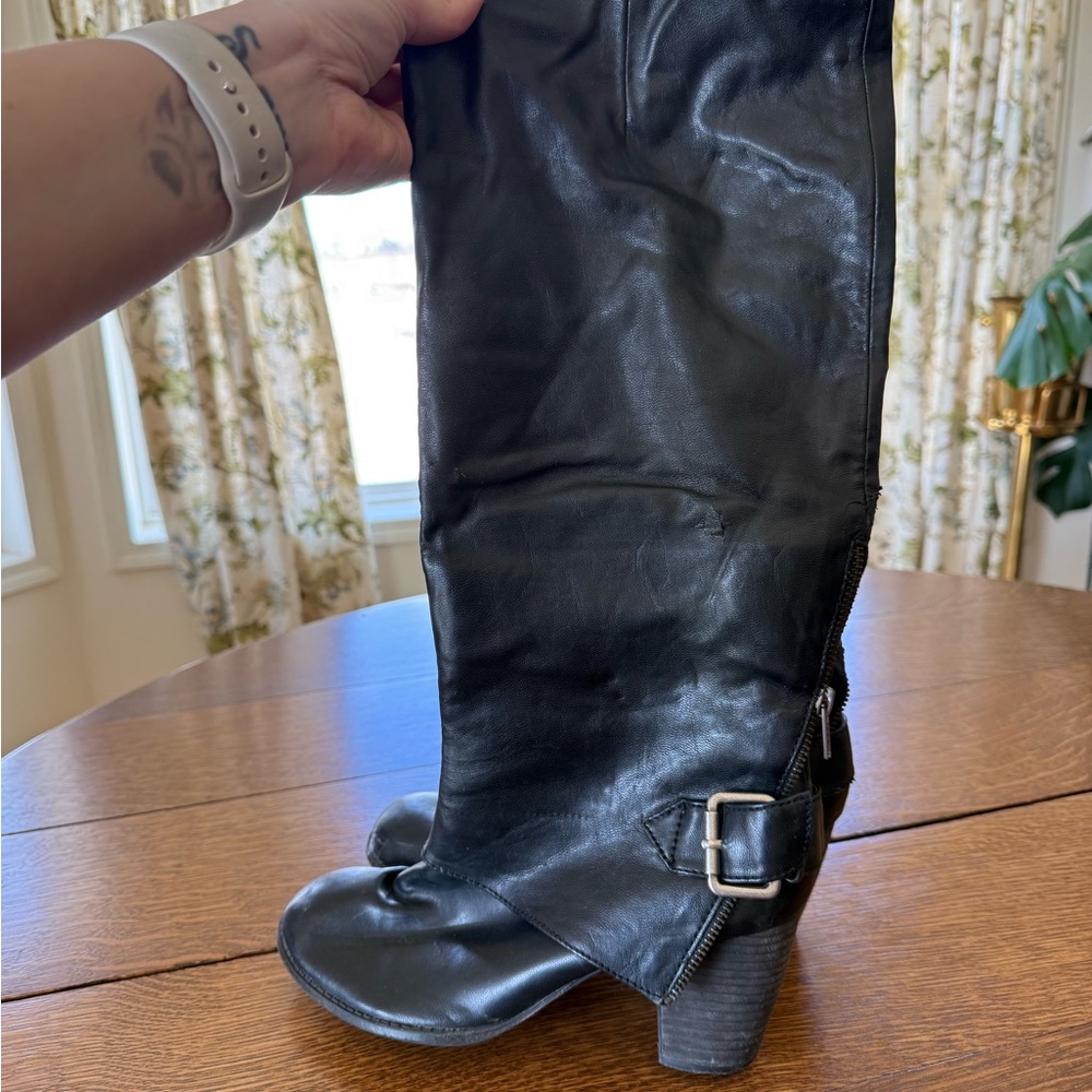 Nine West Black Leather Heeled Boots